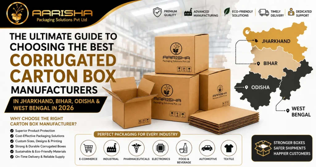 The Ultimate Guide to Choosing the Best Corrugated Carton Box Manufacturers in Jharkhand, Bihar, Odisha and West Bengal in 2026, featuring corrugated boxes, packaging solutions, industrial packaging products, and regional supply capabilities across Eastern India.