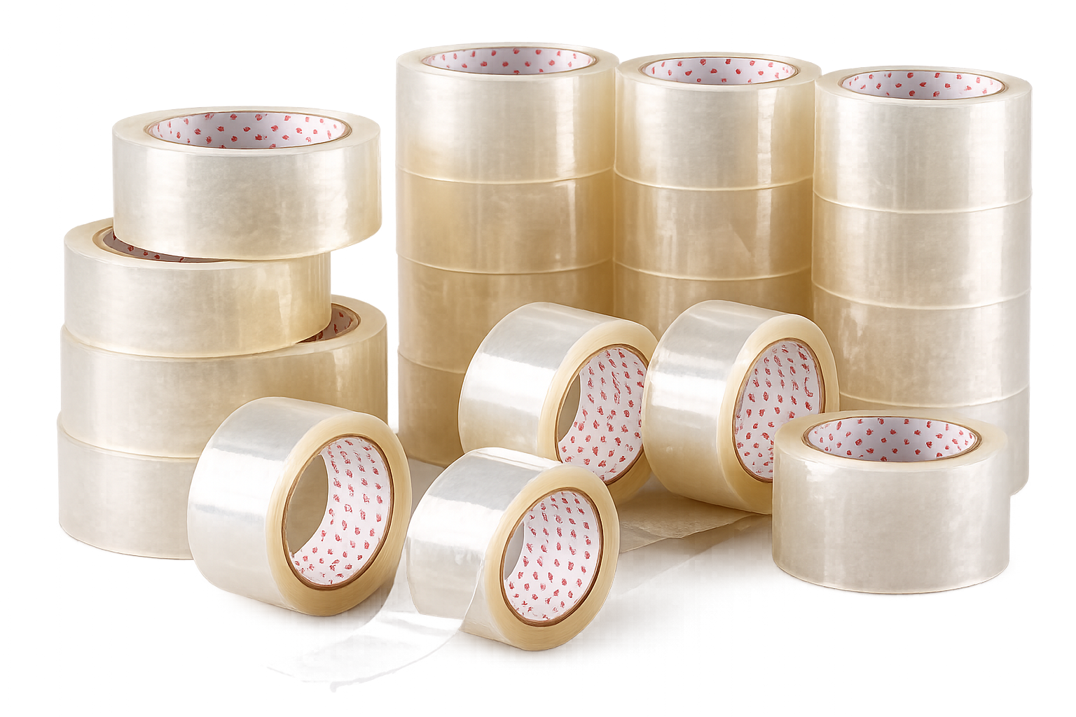 Transparent BOPP packing tape rolls for carton sealing and industrial packaging, suitable for ecommerce, logistics, warehousing, and corrugated box packaging applications across Jharkhand and India.